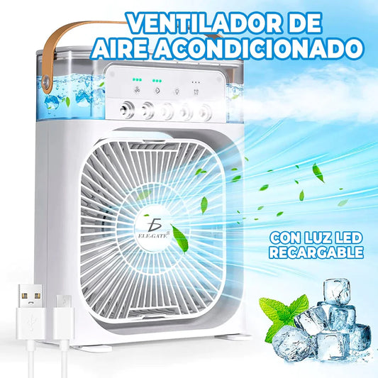 🌬️ Air Cooler 3 en 1 – Ventilador Portátil, Humidificador y Luz LED 🌬️