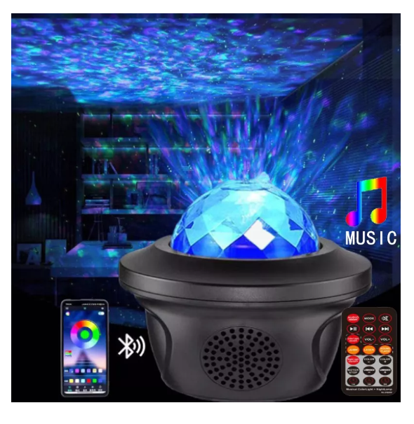 🌌 Proyector de Galaxias LED Ocean Wave con Bluetooth y Control Remoto 🎶✨