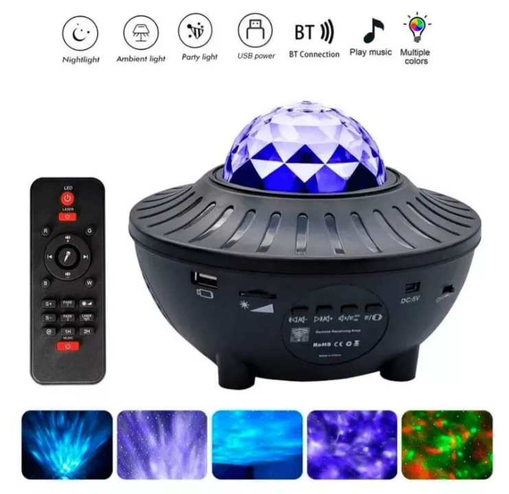 🌌 Proyector de Galaxias LED Ocean Wave con Bluetooth y Control Remoto 🎶✨