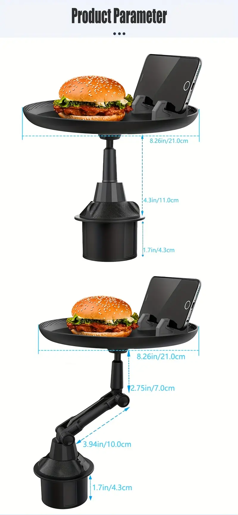 🚗 PORTA PLATO PARA CARRO 2 EN 1 – COMODIDAD Y PRACTICIDAD EN TU VIAJE 🍔📱