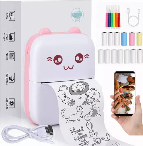 🖨️ Mini Impresora Kawaii – Impresión Portátil y Divertida para Niños 🎀