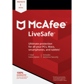 מקאפי לייב סייפ / McAfee LiveSafe - רישיון ל- מכשיר 1 ל- שנה מקאפי לייב סייפ / McAfee LiveSafe - רישיון ל- מכשיר 1 ל- שנה