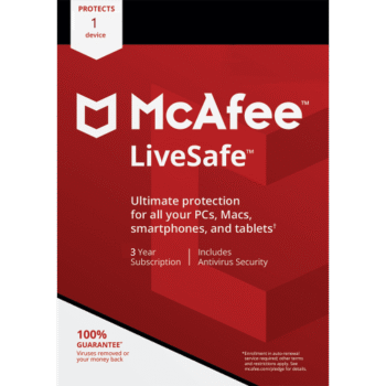 מקאפי לייב סייפ / McAfee LiveSafe - רישיון ל- מכשיר 1 ל-3 שנים מקאפי לייב סייפ / McAfee LiveSafe - רישיון ל- מכשיר 1 ל-3 שנים